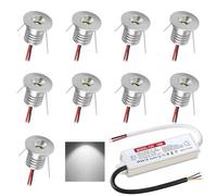 DYKUWEY Spot LED Encastrable 12V 1W, Mini Spot Led IP65, Trou Φ16mm, Spots de plafond pour cuisine, escalier, placard, couloir, éclairage DIY, vitrines, armoire, Lot de 9 (Argenté Blanc Froid 6000K)