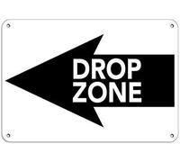 DYLAN MILLER Panneau d'avertissement « Drop Zone » avec symbole flèche gauche - Panneau d'avertissement - 20,3 x 30,5 cm - Pour intérieur et extérieur - TFA165
