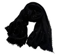 DyLyz Écharpe noire élégante à paillettes brillantes pour femme châle enveloppe mode paillettes doux couleur unie cou chaud pompon boléro cape pour l'automne et l'hiver