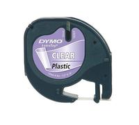 DYMO LetraTag Étiquettes en Plastique Authentique | 12 mm x 4 m | Noir sur Transparent | Étiquettes autocollantes pour étiqueteuse DYMO LetraTag