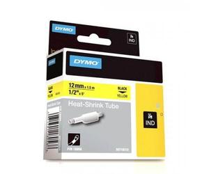 DYMO 18056 Rhino Gaine Thermo-rétractables Noir sur Jaune 12mm x 1.5m