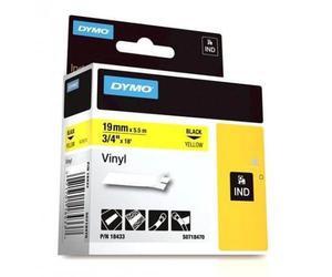 DYMO 18433 Rhino Ruban Vinyl Coloré Noir sur Jaune 19mm x 5.5m