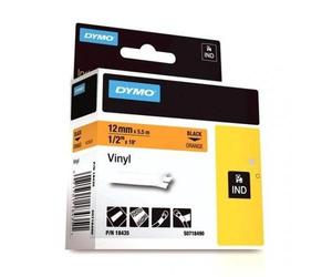 DYMO 18435 Rhino Ruban Vinyl Coloré Noir sur Orange 12mm x 5.5m