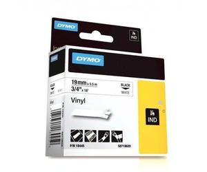 DYMO 18445 Rhino Ruban Vinyl Coloré Blanc sur Noir 19mm x 5.5m