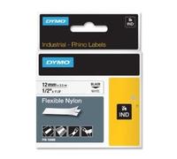 DYMO 18488 Rhino Ruban Nylon Flexible Noir sur Blanc 12mm x 3,5m