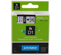 DYMO® D1 Ruban D1, plastique, laminé, 7 m x 9 mm, noir/blanc