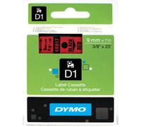 DYMO 40917 Ruban D1 Standard Noir sur Rouge 9mmx7m - S0720720