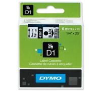 DYMO 43610 Ruban D1 Standard Noir sur Transparent 6mm x 7m - S0720770