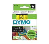 Dymo Étiquette S0720790 – adhésive permanente 6 mm x 7 m – Noir/Jaune