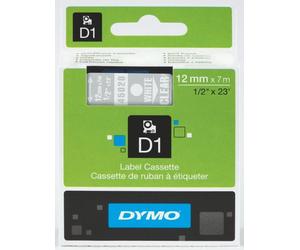 DYMO 45020 Ruban D1 Standard 12mmx7m Blanc sur Transparent - S0720600