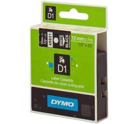 DYMO D1 étiquettes autocollantes authentiques | impression en blanc sur fond noir | 12 mm x 7 m | pour étiqueteuses LabelManager