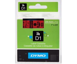 DYMO 53717 Ruban D1 Standard Noir sur Rouge 24mm x 7m - S0720970