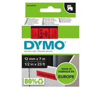 DYMO Authentic D1 Labels Black Print on Red Tape 12 mm x 7 m Self-Adhesive