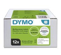DYMO Authentic LW étiquettes autocollantes polyvalentes, 32 mm x 57 mm, 12 rouleaux de 1 000 étiquettes faciles à décoller (12 000 étiquettes), pour les étiqueteuses LabelWriter