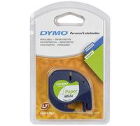 DYMO Cassette Ruban LetraTag Papier 12 mm x 4 m Noir sur Blanc
