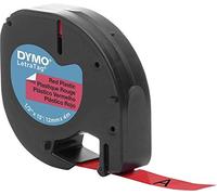 DYMO Cassette Ruban LetraTag Polyester 12 mm x 4 m Noir sur Rouge