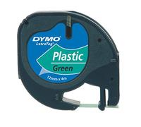 Dymo LT S0721690 Étiquettes en Plastique Rouleau de 12 mm X 4 M, Impression en Noir sur Fond Vert, Plastique, Pour Imprimantes Letratag