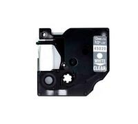 Dymo D1 45020 Ruban adhésif générique pour imprimante d'étiquettes - Texte blanc sur fond transparent - Largeur 12mm x 7 mètres - Remplace S0720600