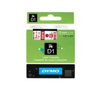 DYMO D1 Cassette de ruban rouge sur blanc 12mm / 7 mètres