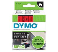 DYMO D1 Étiquette Standard, Noir sur Fond Rouge, 9 mm x 7 m | Recharge de Ruban d'Étiquetage, Rouleau Autocollant, Impression par Transfert Thermique, Marquage au Bureau ou à la Maison