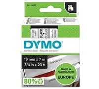 DYMO D1 Étiquette Standard, Noir sur Fond Transparent, 19 mm x 7 m