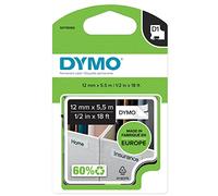 DYMO D1 étiquettes autocollantes authentiques de hautes performances en nylon | 12mm x 5,5m | impression en noir sur fond blanc | pour étiqueteuses LabelManager