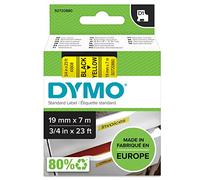 DYMO Étiquettes autocollantes D1 polyester 19 mm x 7 m Noir sur jaune pour étiqueteuses LabelManager