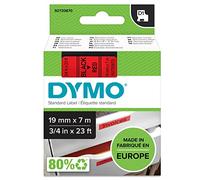 DYMO D1 étiquettes autocollantes authentiques de hautes performances en polyester | 19mm x 7m | impression en noir sur fond rouge | pour étiqueteuses LabelManager