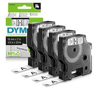 DYMO D1 étiquettes autocollantes authentiques - impression en noir sur fond blanc - 12 mm x 7 m - pour étiqueteuses LabelManager - 4 étiquettes