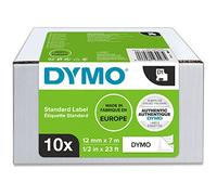 Dymo Étiquettes autocollantes D1 12 mm x 7 m noir sur blanc pour LabelManager - 10 rouleaux