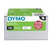 DYMO D1 étiquettes autocollantes authentiques | impression en noir sur fond blanc | 19mm x 7 m | pour étiqueteuses LabelManager | 10 rouleaux