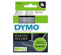 DYMO D1 étiquettes autocollantes authentiques | rouleau de 12 mm x 7 m | impression en noir sur fond transparent | pour étiqueteuses LabelManager