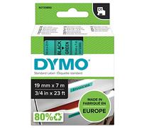 DYMO D1 étiquettes autocollantes authentiques | rouleau de 12 mm x 7 m | impression en noir sur fond vert | pour étiqueteuses LabelManager