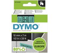 DYMO D1 étiquettes autocollantes authentiques rouleau de 12 mm x 7 m impression en vert sur fond noir pour étiqueteuses LabelManager