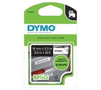 DYMO D1 étiquettes autocollantes authentiques | rouleau de 19 mm x 5,5 m | impression en vert sur fond noir | pour étiqueteuses LabelManager