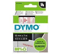 DYMO D1 Ruban pour étiqueteuse standard Pack 1 unité 12 mm x 7 m Red on Transparent