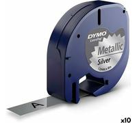 DYMO - Etiquette Dymo 91208 LETRATAG 12MMX4M argent/noir | 1 pièce | 10 pièces