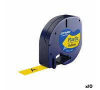 Dymo - Etiquette Dymo letratag plastique 12mm jaune | 1 pièce | 10 pièces