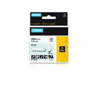 DYMO Étiquette Vinyle Industriel 2.4cm x 5.5m Noir/Blanc - Vinyl, Résistant UV/Eau/Huile/Chimique, -40°C à 80°C, UL 969, RoHS, Rhino