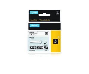 DYMO Étiquette Vinyle Industriel 2.4cm x 5.5m Noir/Blanc - Vinyl, Résistant UV/Eau/Huile/Chimique, -40°C à 80°C, UL 969, RoHS, Rhino