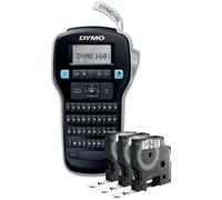 DYMO LabelManager 160 (Pack), Imprimante d'étiquettes portable avec 3 rouleaux de ruban adhésif D1, Clavier AZERTY