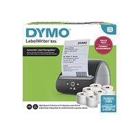 DYMO LabelWriter 5XL imprimante d'étiquettes Bundle | Reconnaissance automatique des étiquettes | Imprime les étiquettes d'expédition extra-larges d'Amazon, eBay, Etsy et plus | Prise UE 2 broches