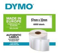 Dymo Étiquettes autocollantes LabelWriter 32 x 57 mm - 6 rouleaux de 1000 - Noir sur blanc