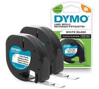 DYMO LetraTag 2 Recharges d’Étiquettes, Plastique, Noir sur Blanc, 12 mm | 2 Cassettes de Ruban Autocollant, pour un Étiquetage Standard, pour la Maison, le Bureau et l'École, Chaque Rouleau de 4 m