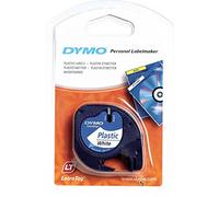 BEST PRICE SQUARE DYMO LetraTAG Plastic Tape 12mm x 4m, 91201 (12mm x 4m Black on White), Blanc,Noir