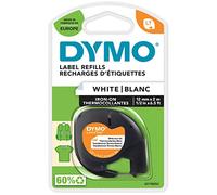 DYMO LetraTag Étiquettes Autocollantes pour Vêtements Authentique | 12 mm x 2 m | impression en noir sur fond blanc | Étiquettes autocollantes pour étiqueteuse DYMO LetraTag