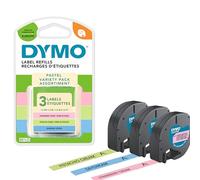 DYMO LetraTag Étiquettes Pastel Starter Set | 12 mm x 4 m (3 Cassettes) | Rubans en Plastique Crème de Pistache, Rêverie & Crème de Fraise | Étiquettes Autocollantes pour étiqueteuse LetraTag