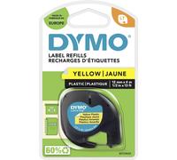 DYMO LetraTag Plastic Labels Authentic 12 mm x 4 m Roll Black Print on Yel