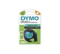DYMO LetraTag Étiquettes en plastique Authentique | 12 mm x 4 m | impression en noir sur fond vert | Étiquettes autocollantes pour étiqueteuse DYMO LetraTag