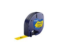 DYMO LetraTag Ruban d'étiquettes S0721620 Noir sur Jaune Polyester 12mm x 4m Compatible LetraTag 100T/100H, Fabriqué en Belgique